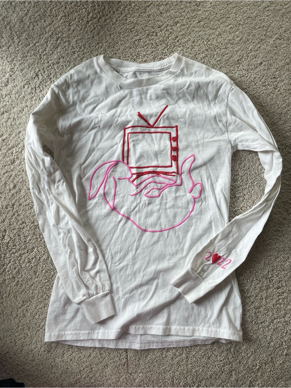Harry Styles Love on Tour White Long Sleeve Tee with Pink and Red Graphic